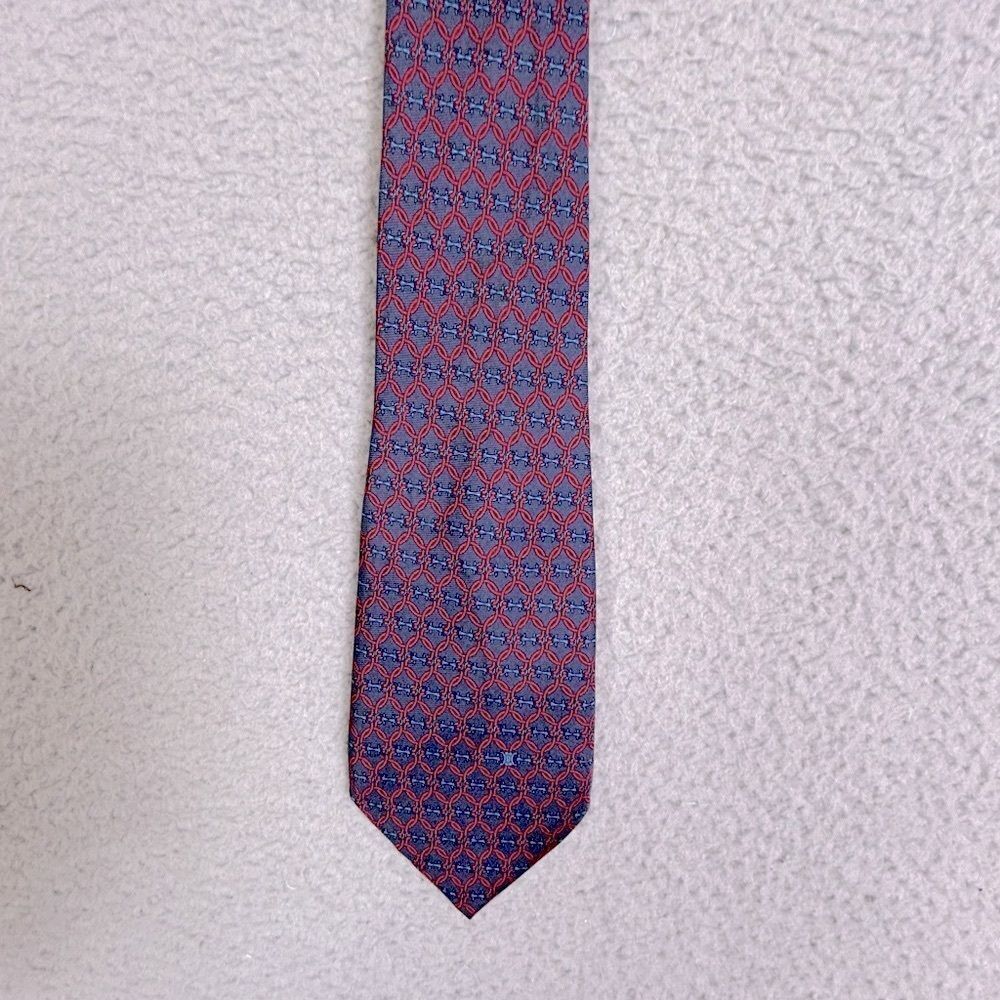 Celine men’s Blue and Red Patterned Tie silk